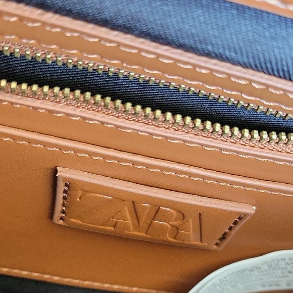 Zara Tan Leather Crossbody Bag - Picture 3 of 15